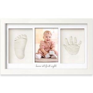 White Baby Handprint and Footprint Frame